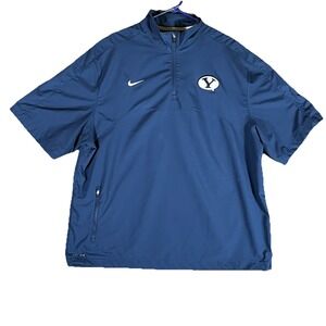 Brigham Young Nike Dri Fit Short Sleeve Pullover 1/4 Zip Jacket Navy Mens XL‎